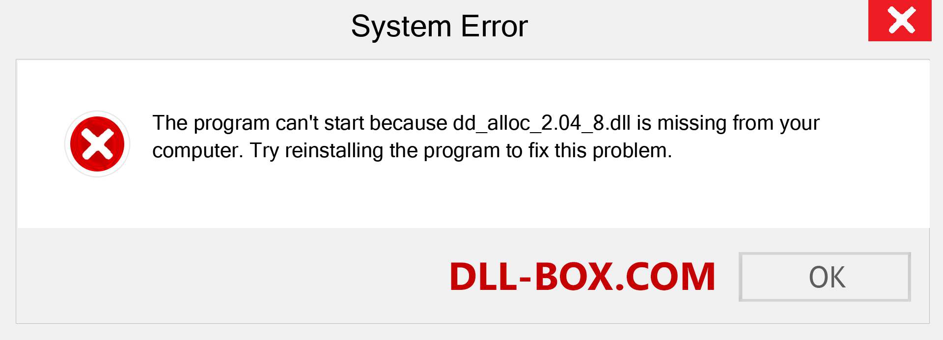  dd_alloc_2.04_8.dll file is missing?. Download for Windows 7, 8, 10 - Fix  dd_alloc_2.04_8 dll Missing Error on Windows, photos, images