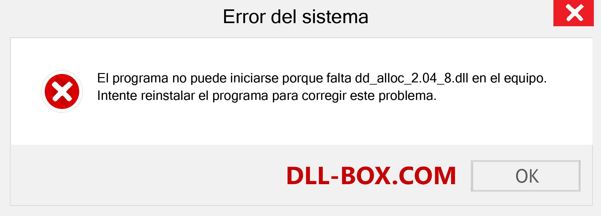 ¿Falta el archivo dd_alloc_2.04_8.dll ?. Descargar para Windows 7, 8, 10 - Corregir dd_alloc_2.04_8 dll Missing Error en Windows, fotos, imágenes