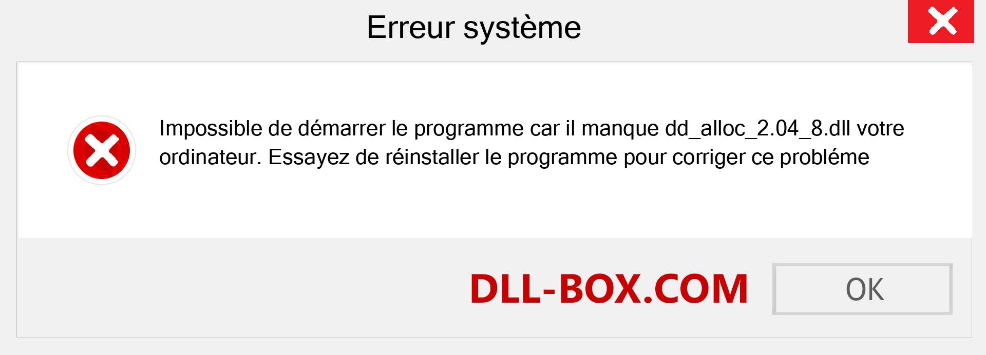 Le fichier dd_alloc_2.04_8.dll est manquant ?. Télécharger pour Windows 7, 8, 10 - Correction de l'erreur manquante dd_alloc_2.04_8 dll sur Windows, photos, images